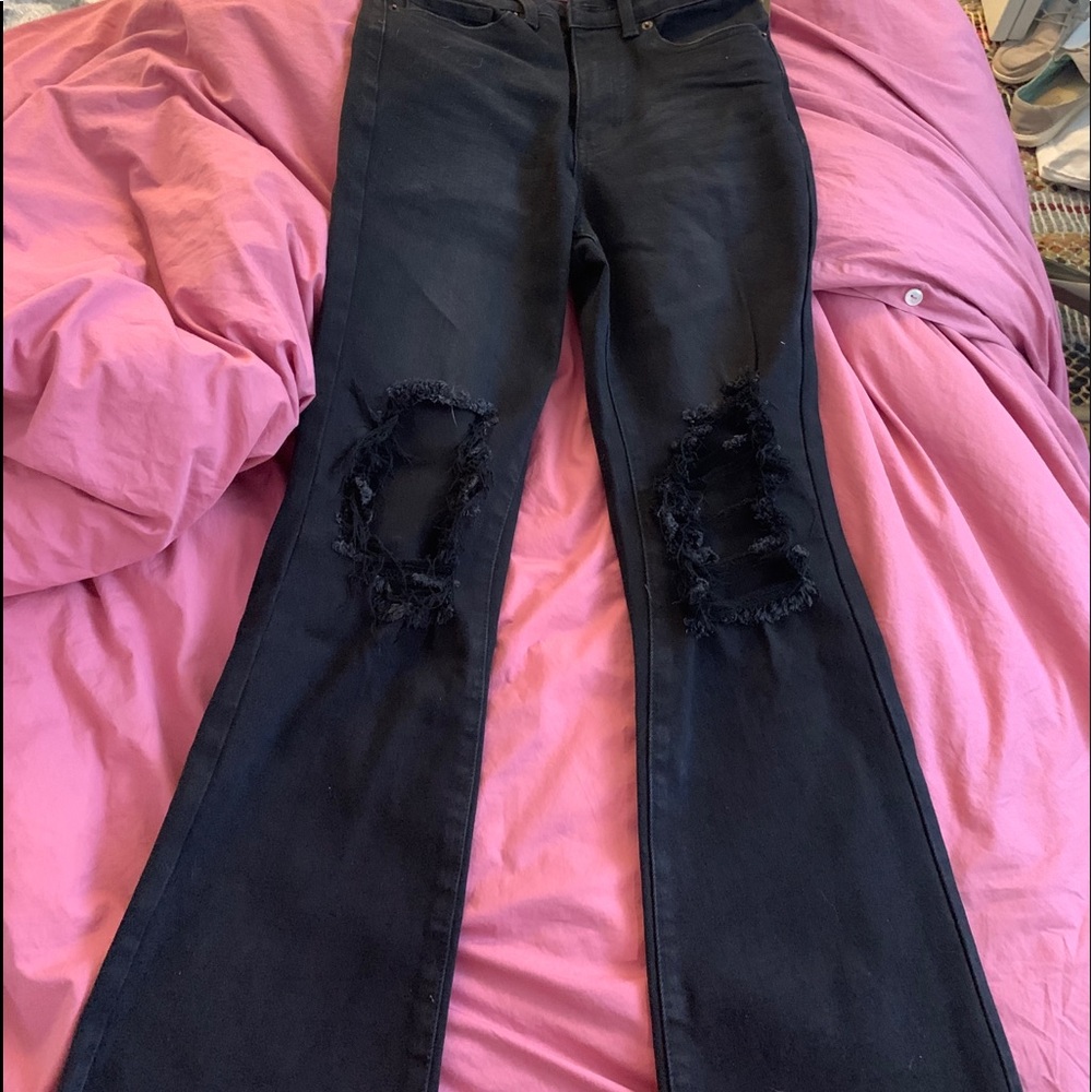 NWT forever 21 bootcut black ripped jeans